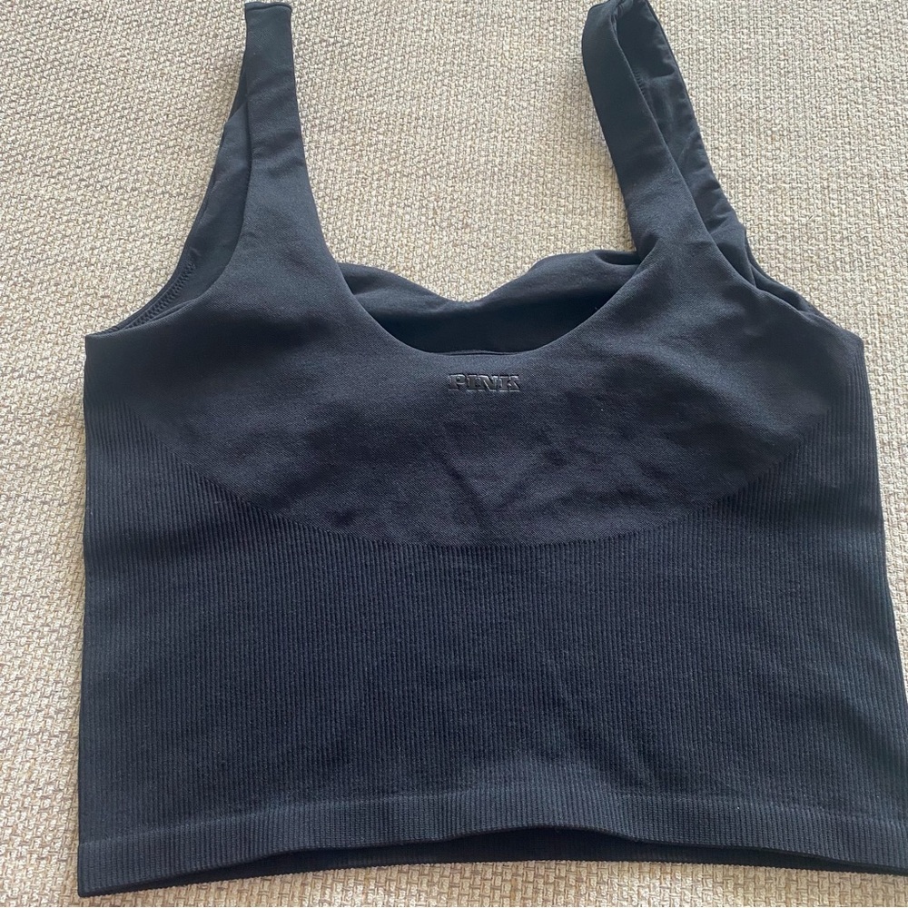 Black Square Neck Ribbed Tank Top - Picture 5 of 7